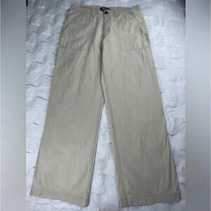 🔥GUESS Linen Cotton Blend Wide Leg Relaxed Fit Mid Rise Khaki Pants 32